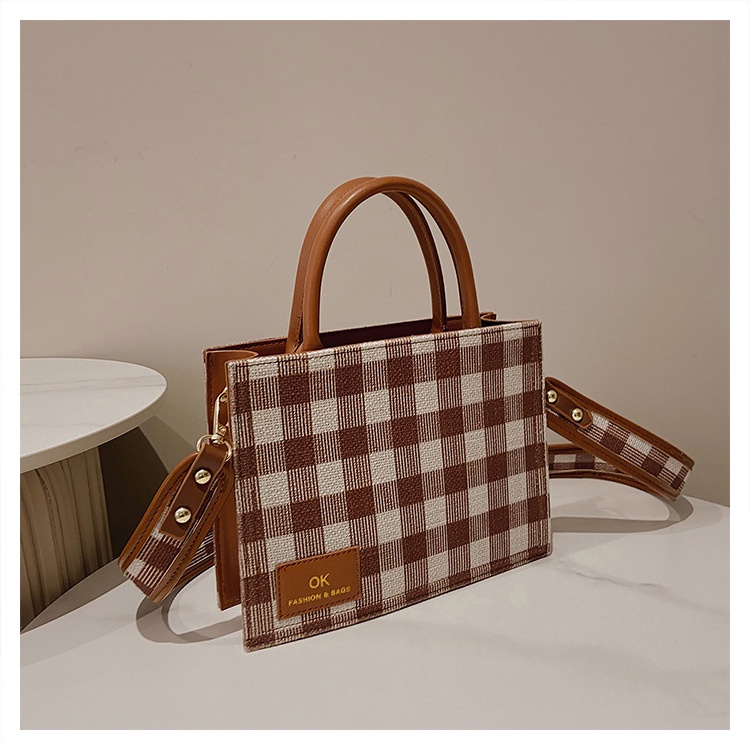 IELGY Túi Đeo Vai Họa Tiết Sọc Caro Phong Cách Cổ Điển Thời Trang Cho Nữ