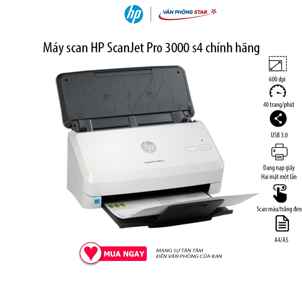 Máy scan HP Pro 3000 S4 (6FW07A) Độ phân giải 600 dpi Tốc độ 40-60 trang/phút