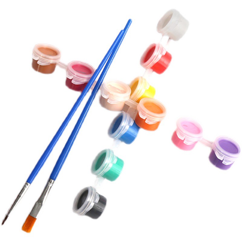 [ Rẻ Nhất ] Dây 6 màu vẽ kèm cọ vẽ màu nước mặt nạ trang trí hallowen, mặt nạ trung thu cho trẻ