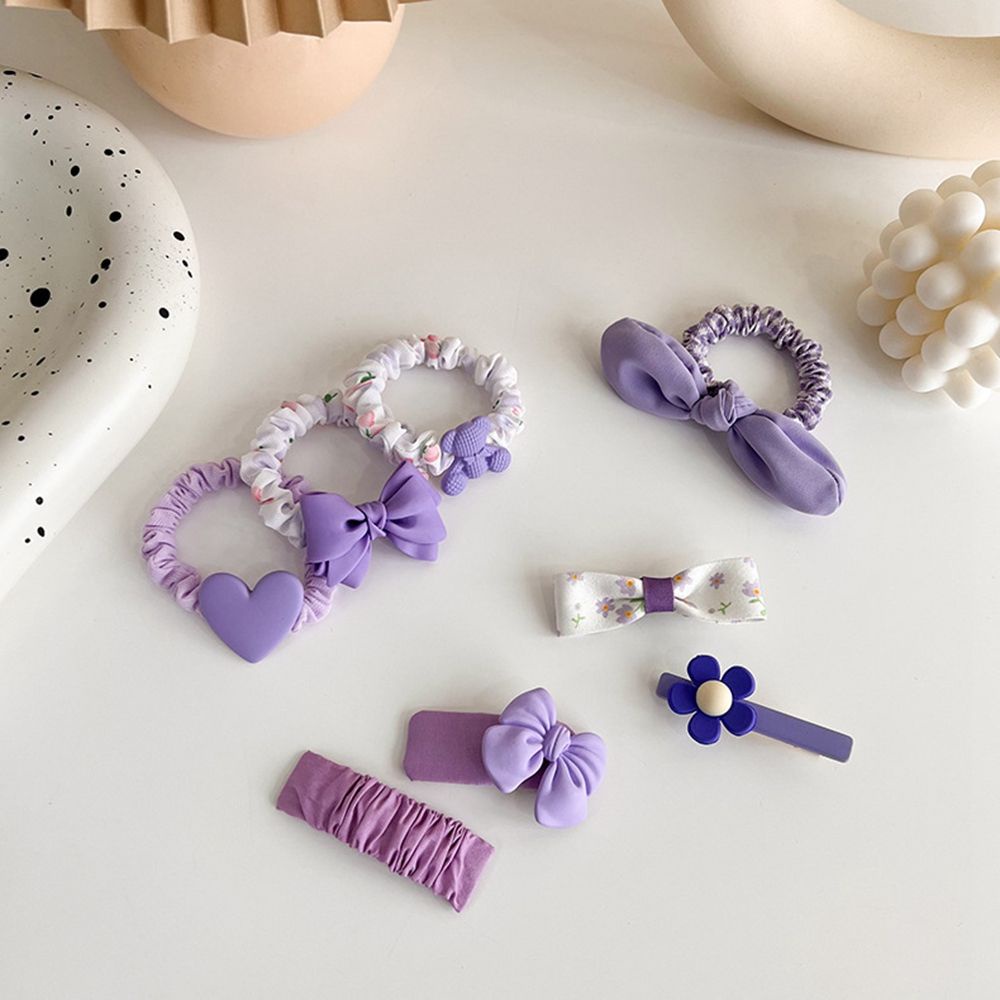 Dây buộc tóc hình nơ/hoa/trái tim màu tím dễ thương phong cách Hàn Quốc thời trang mùa xuân cho nữ TAYLOR1