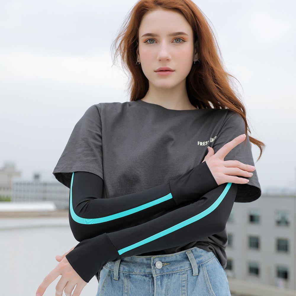 Găng Tay Chống Nắng Hở Ngón Bằng Lụa Lạnh Mỏng Giữ Ấm Bảo Vệ Cánh Tay Khi Đạp Xe Ngoài Trời