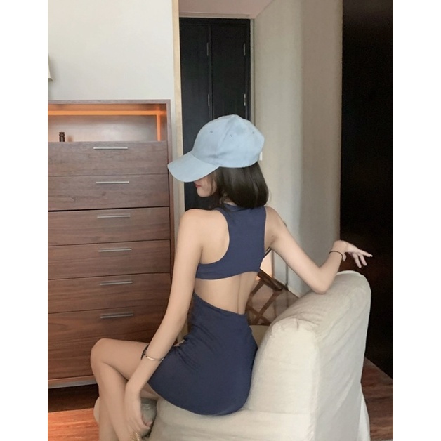 Đầm Ôm Ba Lỗ Hỡ Lưng Chất Thun Gân Co Giãn Tốt