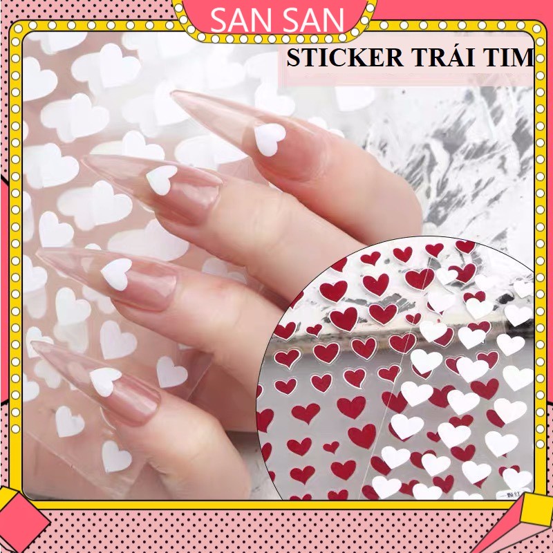 Sticker trái tim hologarm trang trí móng