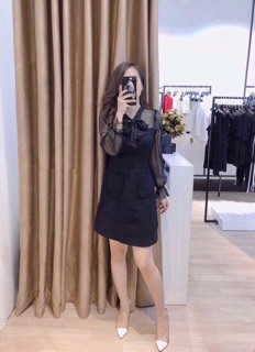 Đầm bố phối voan tiểu thư