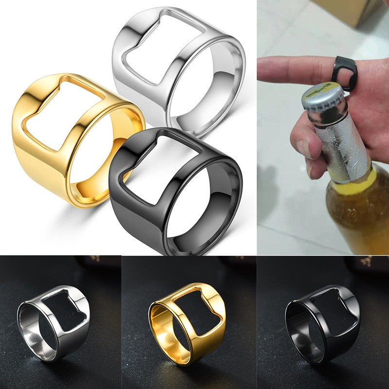 Nhẫn Mở Nắp Chai Bia Bằng Thép Không Gỉ Sáng Tạo Thời Trang Cho Nam Và Nữ