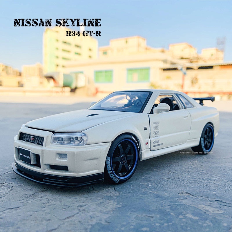 ☃✶Maisto 1:24 Tokyo MOD Nissan Skyline R34 GT R mô hình xe hơi hợp kim thủ công mỹ nghệ trang trí bộ sưu tập đồ chơi côn