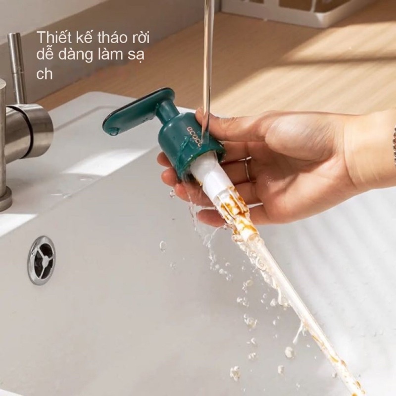 Vòi bơm nước sốt, gia vị Ecoco siêu kín, chống vi khuẩn | Đầu bơm nước tương, dầu ăn, dụng cụ nhà bếp chính hãng mẫu mới