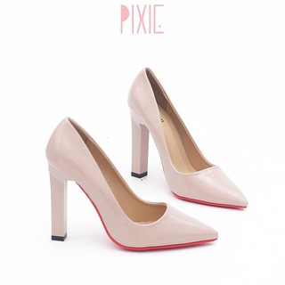 Giày Cao Gót 10cm Da Bóng Đế Vuông Pixie P250