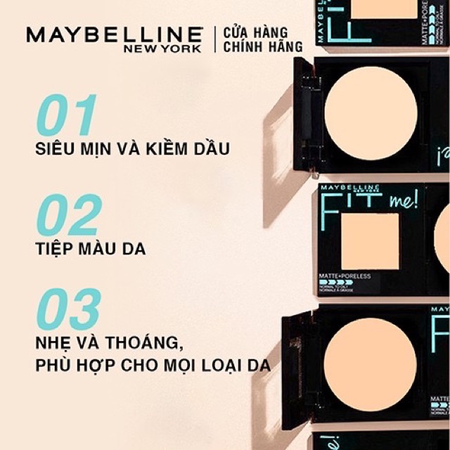 Phấn Phủ Mịn Nhẹ Kiềm Dầu Fit Me Matte Poreless Powder Maybelline New York 8.5g | BigBuy360 - bigbuy360.vn