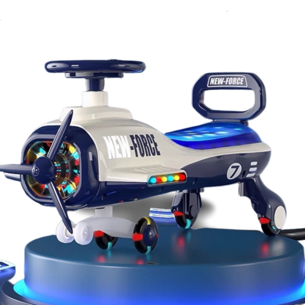 Xe lắc cho bé mẫu mới Máy Bay NEW FORCE, Xe lắc chòi chân máy bay lắc có nhạc và đèn.