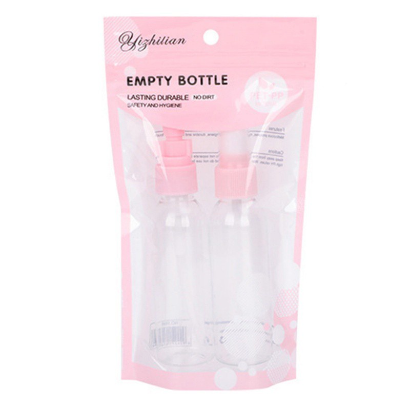 [Hàng mới về] Bộ 2 bình nhựa rỗng 60ml trong suốt chiết mỹ phẩm dễ mang theo