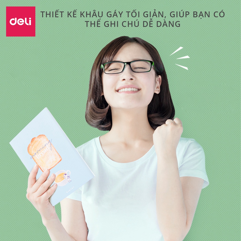 70g-1 quyển-NhiềuSổ ghi chép khâu gáy A5 hình bánh ngọt Deli 40 trang  màu lựa chọn- vở viết học sinh giấy chống lóa mắt