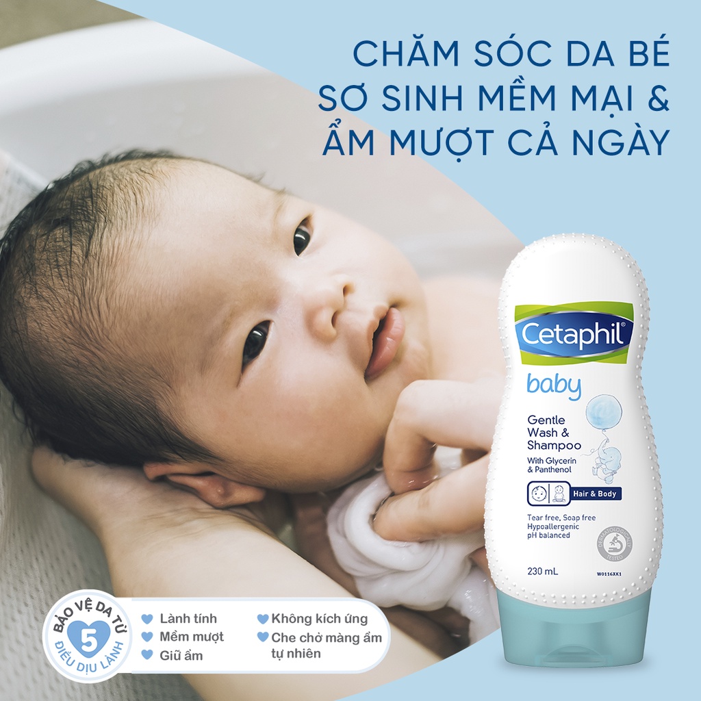 SỮA TẮM GỘI DỊU NHẸ CHO BÉ CETAPHIL BABY GENTLE WASH&amp;SHAMPOO 230ML / CHAI [Nhập Khẩu Chính Hãng]