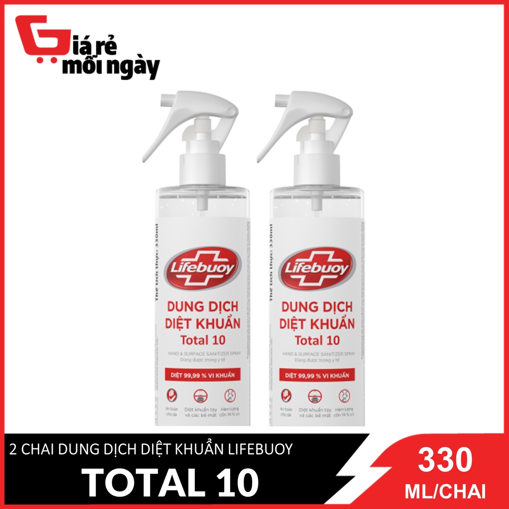 Combo 2 Chai Dung Dịch Diệt Khuẩn Lifebuoy Total 10 - 330ml/chai