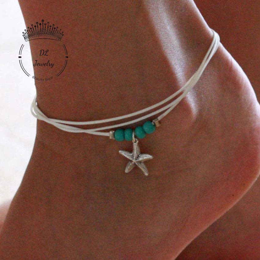 [HOT HOT HOT]Lắc chân đi biển mặt SAO BIỂN,Vòng chân sao biển mạ bạc đính kèm hạt ngọc xanh Hot Trend 2021 | BigBuy360 - bigbuy360.vn