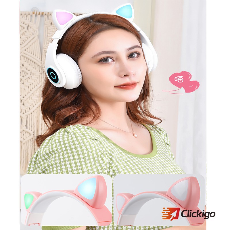 Tai Nghe Mèo Bluetooth, Headphone Tai Mèo Dễ Thương Có Mic,Âm Bass Mạnh Mẽ Và Dung Lượng Pin Khủng | BigBuy360 - bigbuy360.vn
