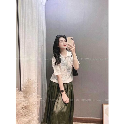 Áo lưới cổ bẻ bo xinh