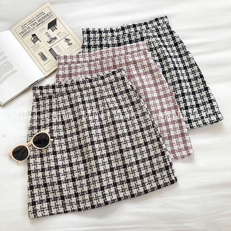 Chân Váy Dạ Hàn Quốc Mùa Đông Vải Kẻ Có Lót Quần | BigBuy360 - bigbuy360.vn