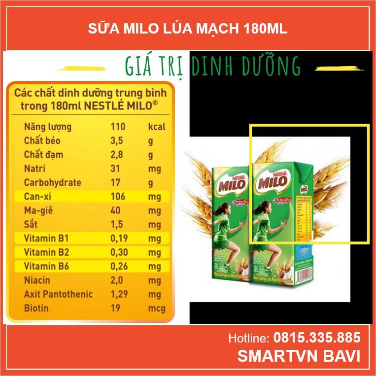 Phiên bản lốc 12 - Sữa Nestlé Milo Lúa Mạch 180ml (8 Milo + 4 Tiệt trùng Neslte)