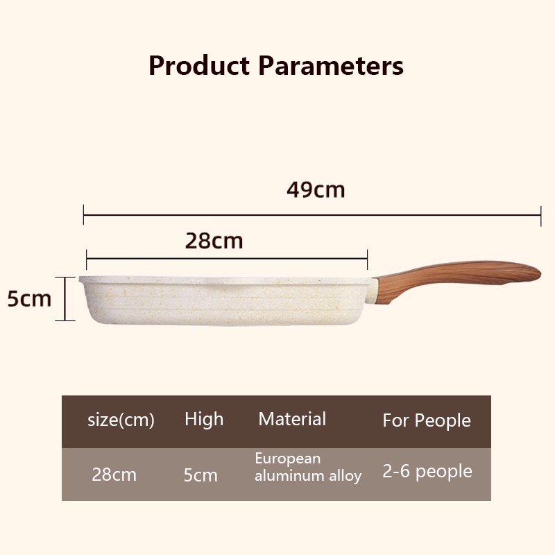JEETEE Chảo Chiên Trứng Hình Vuông 28cm 3 Lỗ Chống Dính