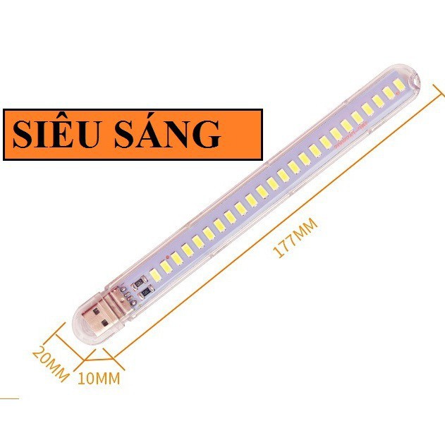 Thanh đèn LED 24 bóng siêu sáng cổng cắm USB thích hợp để bàn học, đọc sách đầu giường