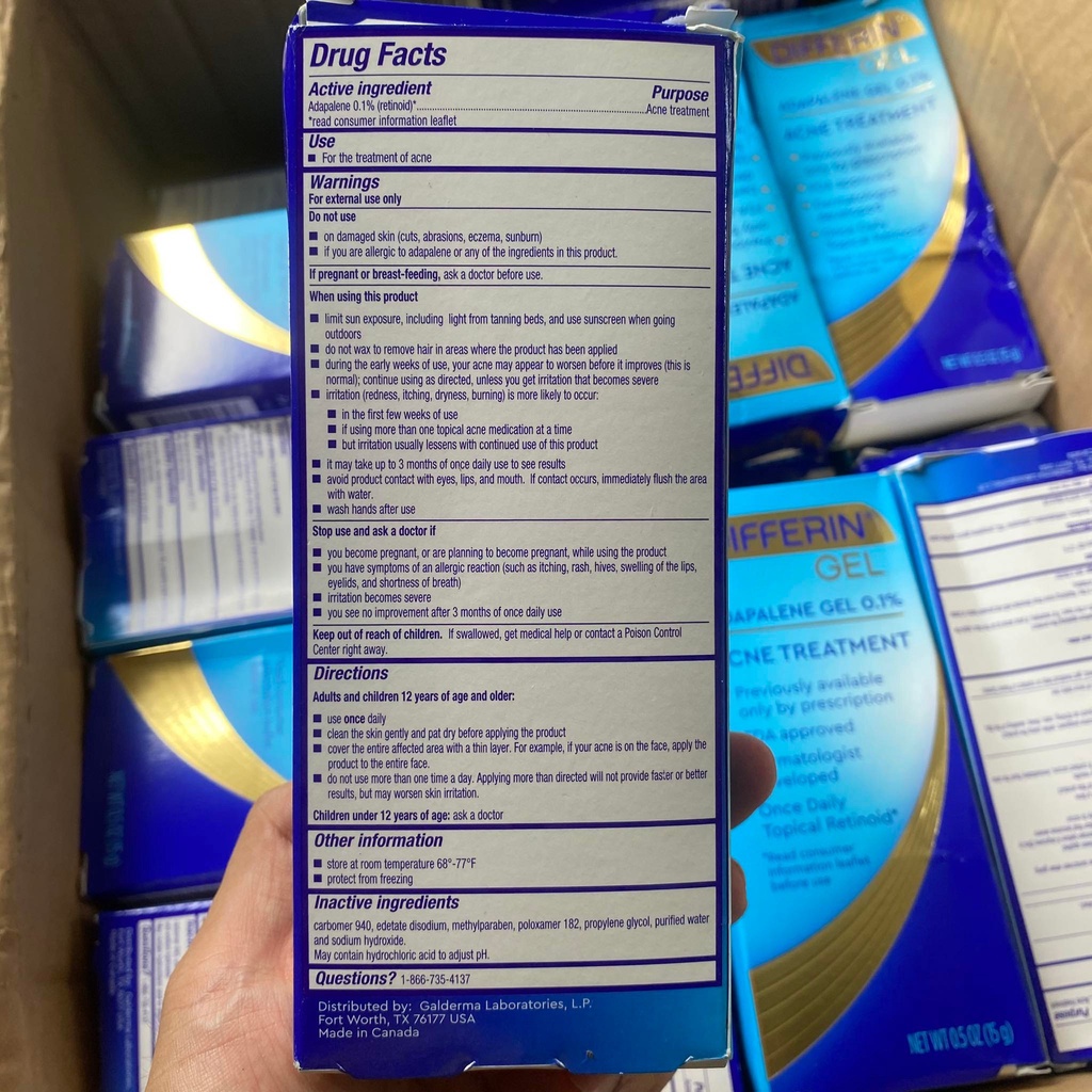 Gel giảm mụn Differin Adapalene Gel 0.1% Acne Treatment 15g