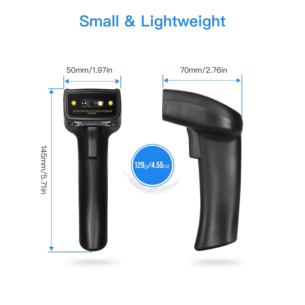 Máy Quét Mã Vạch Không Dây Usb 2.4ghz 1d Qr 2d