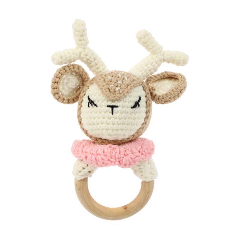 Đồ Chơi Vòng Lục Lạc Đan Móc Thủ Công Hình Động Vật Hỗ Trợ Giáo Dục Bé Mới Mọc Răng
