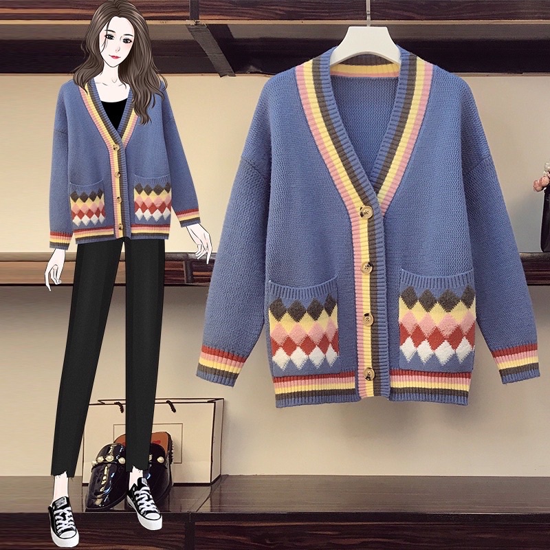 🌸Hàng Order🌸Váy Đầm Bigsize Khoác Len Cardigan Thổ Cẩm Nhiều Màu Trẻ Trung Năng Động🌸Hàng Quảng Châu