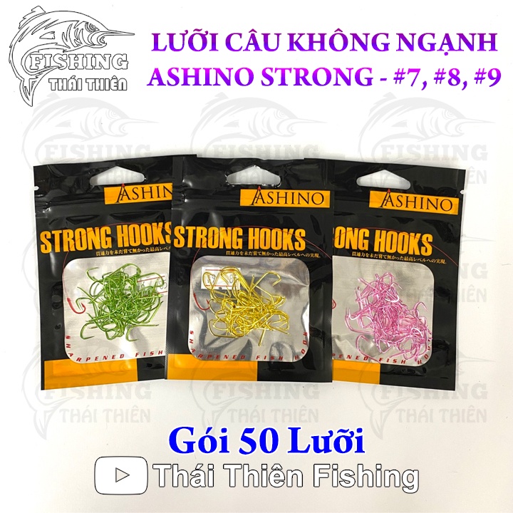 Lưỡi Câu Cá Không Ngạnh Ashino Strong Hooks Chuyên Săn Hàng Gói 50 Lưỡi