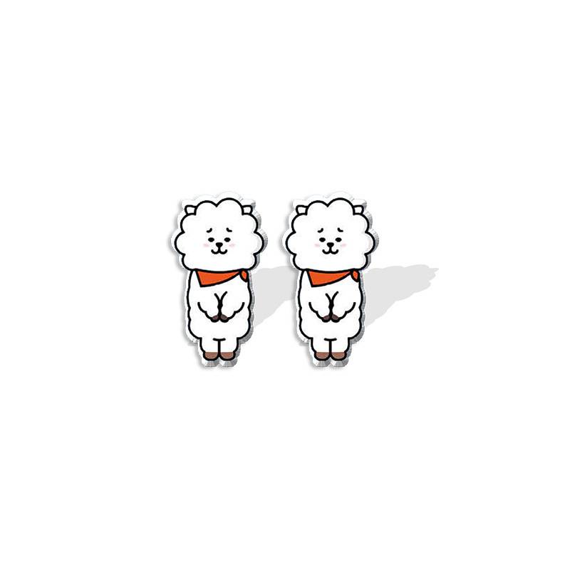 Bông Tai Dạng Kẹp Bằng Acrylic Họa Tiết Hoạt Hình Kpop BTS BT21 Dễ Phối Đồ Thời Trang Unisex Hàn Quốc
