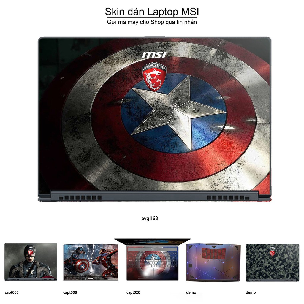 Skin dán Laptop MSI in hình Captain (inbox mã máy cho Shop)