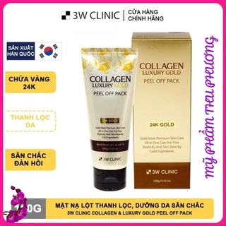 Mặt nạ đất sét lột - Mặt nạ vàng 24k dưỡng da cho da dầu mụn Hàn Quốc 3W Clinic Collagen Luxury Gold Feel Off Pack