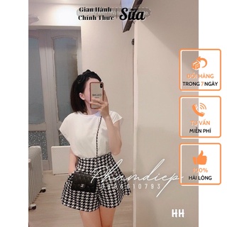Bộ Đồ Nữ SUA Store Áo Phông Tay Vạt Mix Quần Kẻ Sọc Kiểu Hot Girl Dạo Phố Đi Chơi Giá Tốt Nhất