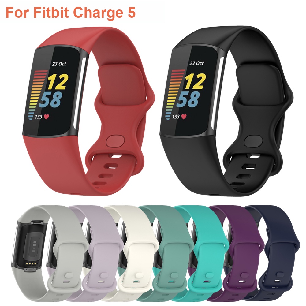 Tương thích với dây đeo Fitbit Charge 5, dây đeo thay thế chống nước bằng silicon mềm cho Fitbit Cha