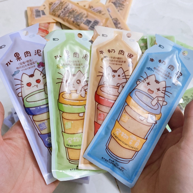 Soup sữa hãng K9 gói 30gr Sữa mix Hải Sản và Trái cây cho Mèo con lợi tiêu hóa