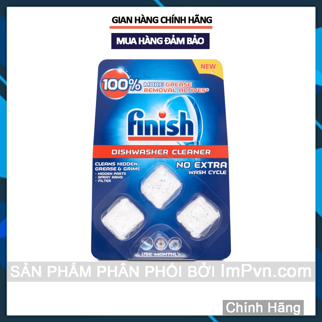 Viên vệ sinh máy rửa bát Finish Hộp 12 viên (Dùng trong 1 năm) Hoặc vỉ 3 viên