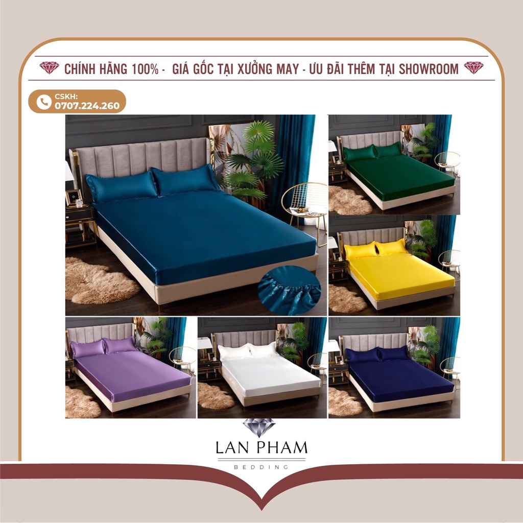 (CAO CẤP) Bộ Drap Gối 4 Món Phi Lụa Lan Bedding Chất Vải Mềm Mại, Êm Ái, An toàn Cho Cơ Thể