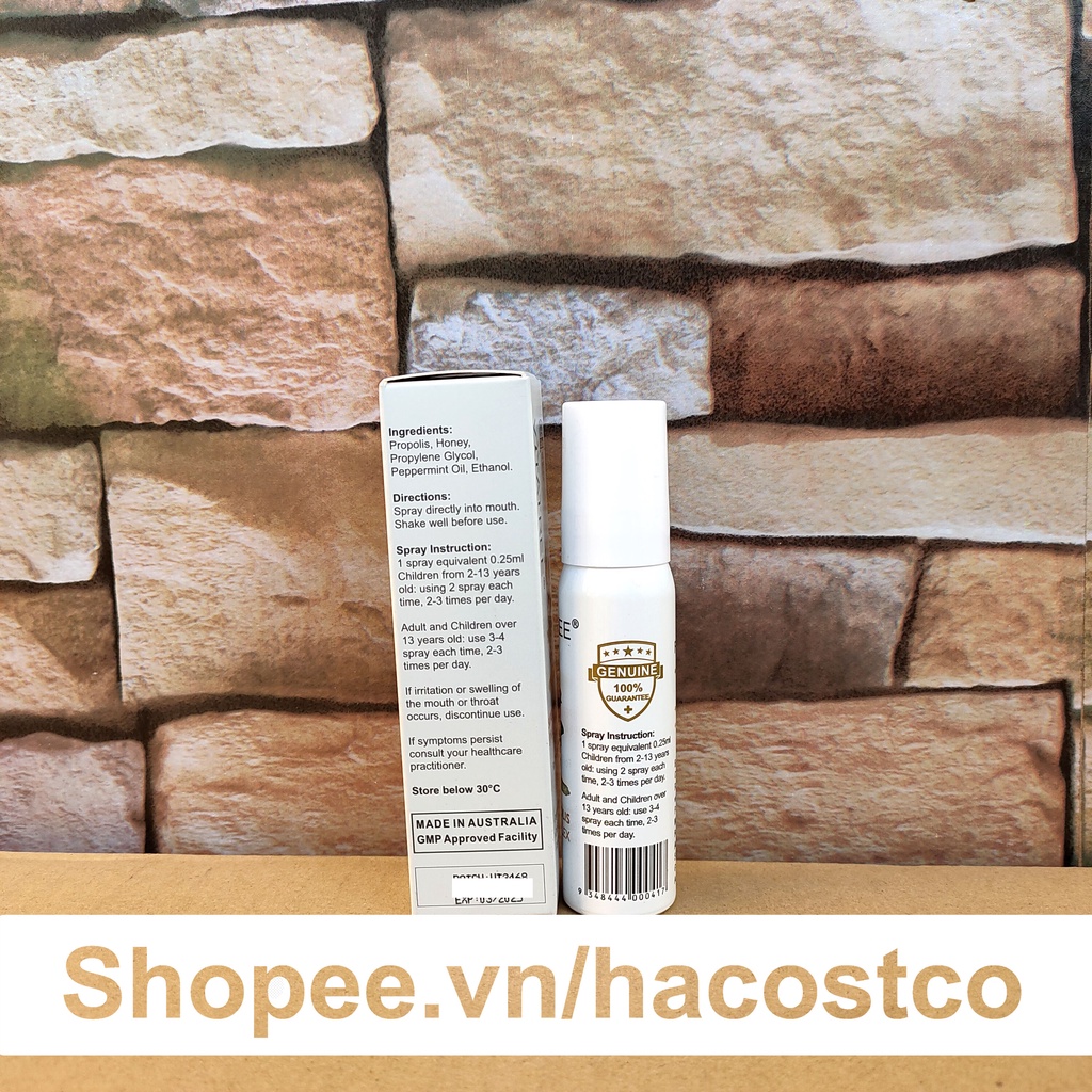 Xịt Keo Ong Vitatree Super Propolis Spray Complex with Honey 30ml Giảm Đau Họng Của Úc hong1008