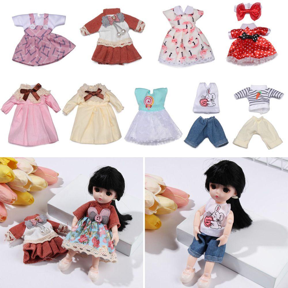 ✦LUCKY✦ Kids DIY 16~17cm Dolls Dresses 1/8 BJD Changing Dressing Game Doll Clothes and Accessories Wedding Party Multistyles Gift Toys Handmade Dollhouse Doll Outfit