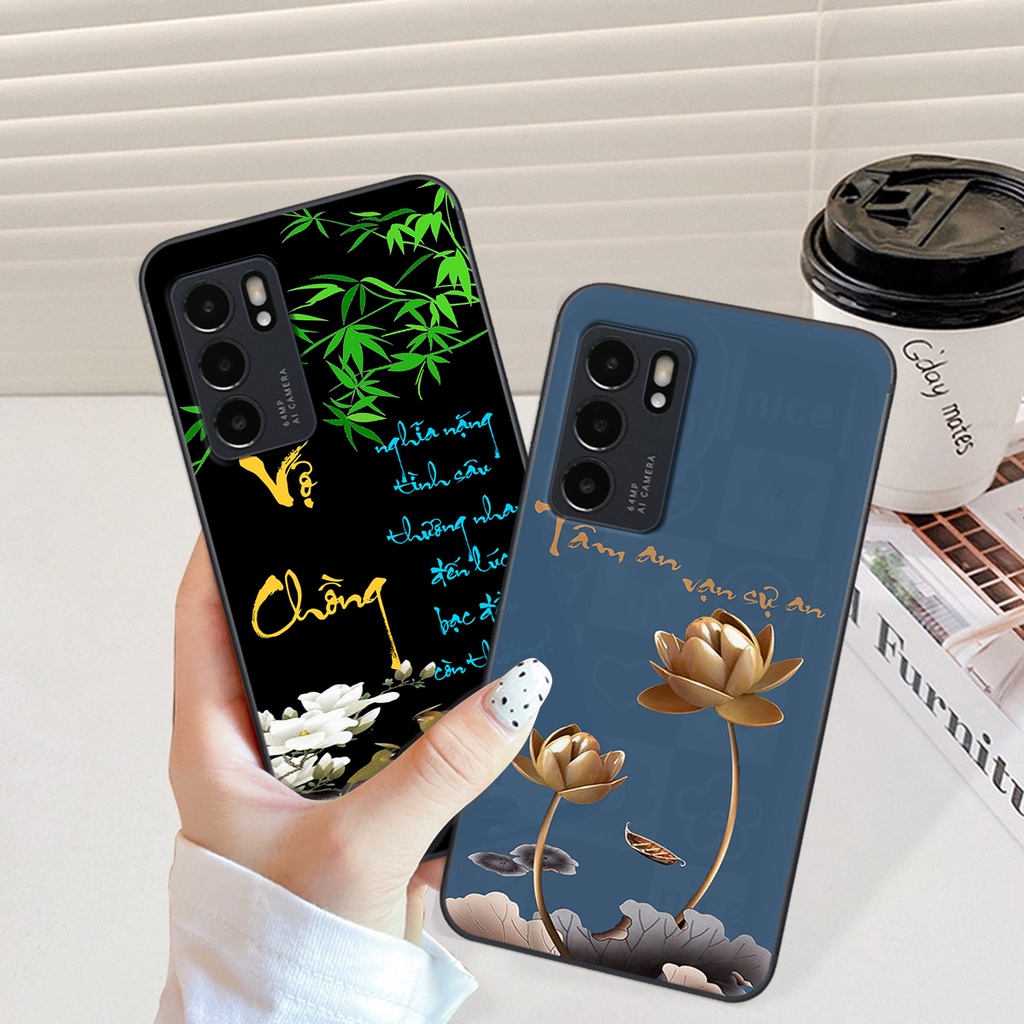 Ốp lưng Oppo Reno 6 / Reno 6Z 5G in hình cha mẹ - vợ chồng- chữ thư pháp Tâm, nhẫn, phúc lộc thọ cực đẹp và ý nghĩa