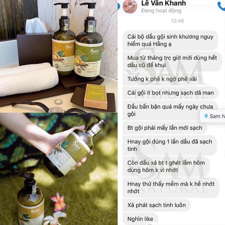 Bộ Dầu Gội Gừng Sinh Khương Chính Hãng - Dầu Gội Xả Gừng Mọc Tóc Ngăn Rụng Tóc - Sam Natural