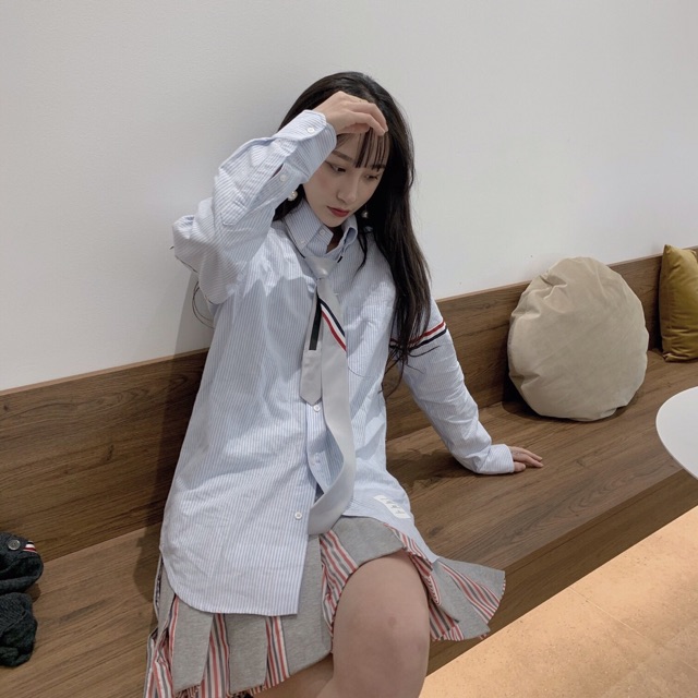 Áo sơ mi thom sọc nhỏ  viền 2 tay cao cấp nhập khẩu