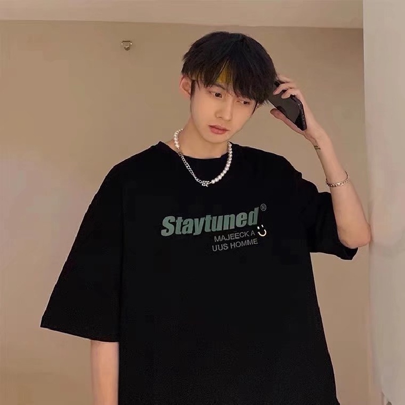 Áo Thun Tay Ngắn Cổ Tròn Dáng Rộng In Họa Tiết Hoạt Hình Phong Cách Hip Hop Thời Trang Mùa Hè Cho Nam Size M-5XL