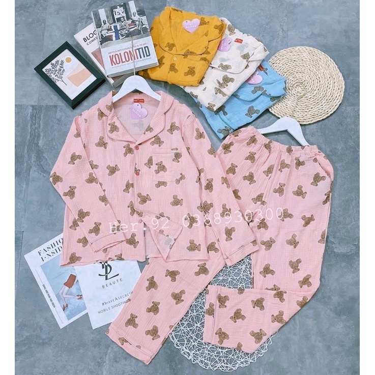 BỘ PIJAMA DÀI TAY CHẤT XÔ NHĂN HÀNG THIẾT KẾ CAO CẤP