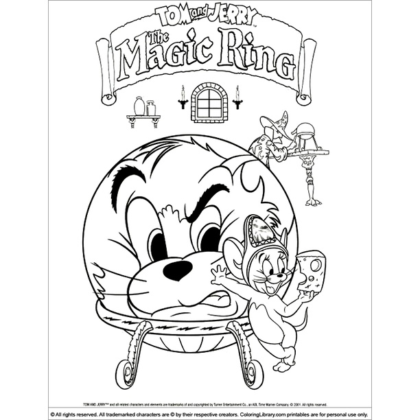 Bộ 53 giấy Tô màu Tom và Jerry, tranh tô màu Mèo và Chuột dành cho trẻ em, tranh tô màu khổ A4, A5 dành cho bé