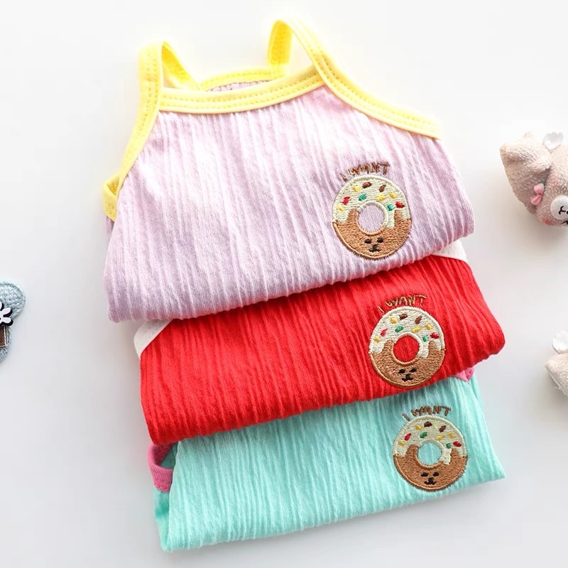 áo 2 dây in hình bánh donut cho chó mèo