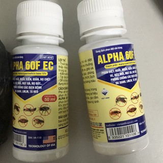 Thuốc phun diệt ruồi, muỗi, kiến, gián, bọ chét, ve, bét, mối, bọ gậy, dòi  Alpha 60F EC 50ml