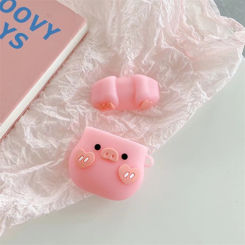Vỏ Bảo Vệ Hộp Sạc Tai nghe không dây Airpods pro 3 2 1 1 / 2 / 3 / pro Bằng Silicon Hình Heo Hồng Dễ Thương