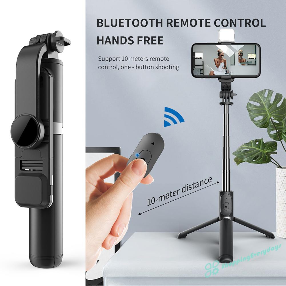 sv  Q02S Bluetooth Selfie Stick Tripod w/ Remote Shutter + Dimmable Fill Light